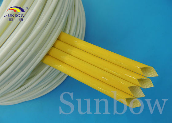 China Fray resistant Saturated Silicone Fiberglass Sleeving , heat proof cable sleeve supplier