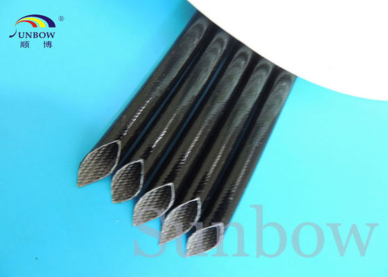 China Black Silicone Fiberglass Sleeving / rubber fiberglass braided sleeve for wire harness insulation supplier