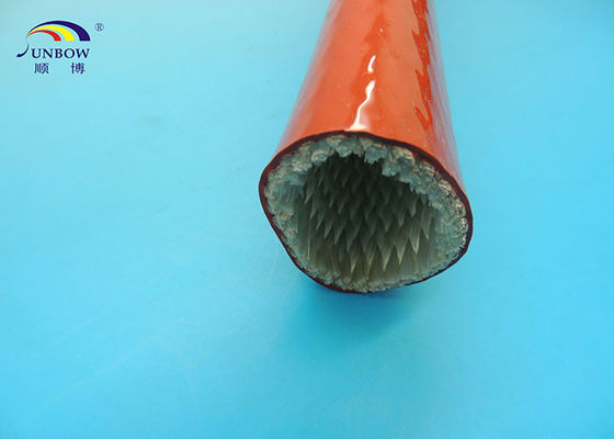 China Rust red fire resistance heat fiberglass sleeving coated silicone resin for cable protection supplier