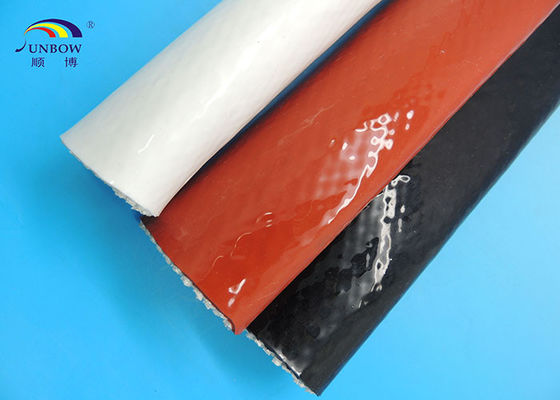 China Steel Plant Use Braided Fiberglass Sleeve With Silicone Cover High Temperature Resistant supplier