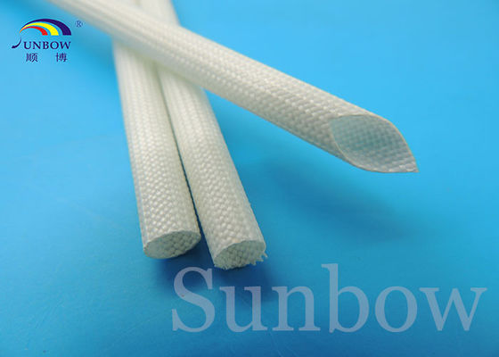 China 7 mm Silicon Fiberglass Insulated Tube Braided Fiberglass Sleeve UL VW-1 200 ℃ White supplier