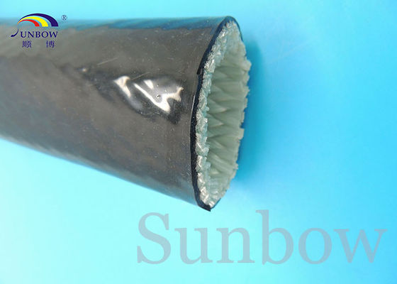 China Silicone Coated Fibreglass Fire Sleeving Black 20mm For Steel Plants Smelters supplier