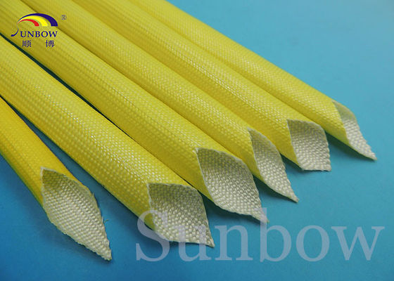 China Yellow F Class Acrylic Fiberglass Sleeving Electrical Heat Protection Sleeve supplier