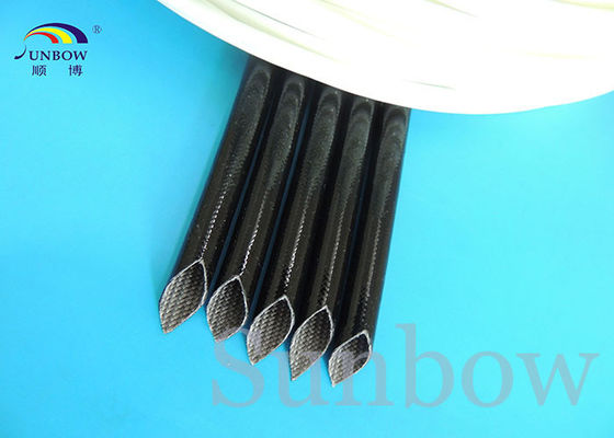 China 4.0KV 10mm Black Resin Silicone Coated Fiberglass Sleeve For Wire Insulation supplier