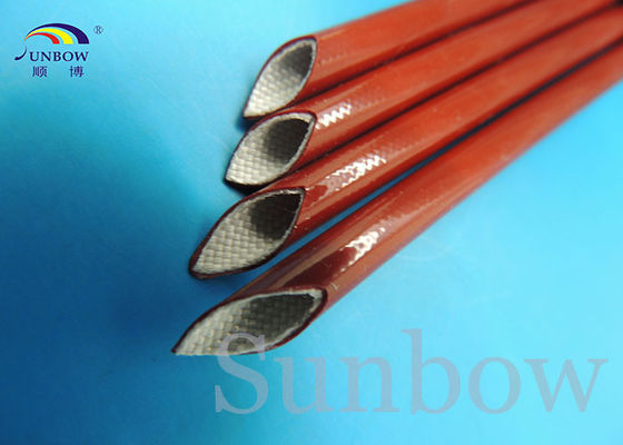 China High Voltage UL Brick Red silicone rubber fiberglass sleeving 25m / roll supplier