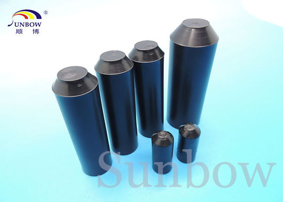 China ADHESIVE LINED heat shrink cable end caps , BLACK caps for wire supplier