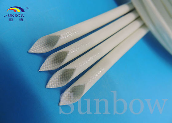 China Silicone Rubber Coated Fiberglass Sleeving , White Fiberglass Braided Sleeving supplier