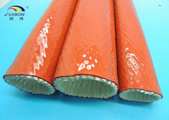 China Red 100MM Silicone Resin Saturated Fiberglass Heat Resistant Sleeving Insulation supplier