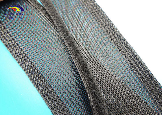 China Fire Retardant Velcro Braided Expandable Sleeving Anti-aging Black supplier