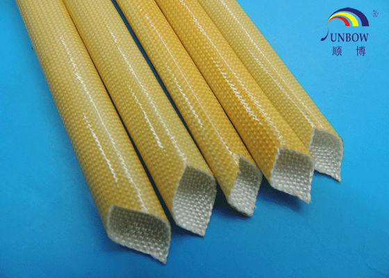 China Heat Resistance F Grade Motor Fiberglass Braided Sleeving with PU Resin Coated supplier